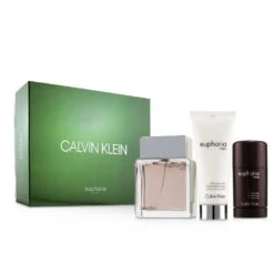 Calvin Klein Euphoria Men Coffret: Eau De Toilette Spray 100ml/3.4oz + Deodorant Stick 75g/2.6oz +After Shave Balm 100ml/3.4oz (Green Box) 3pcs -Demet Perfume Shop 24130584014 1
