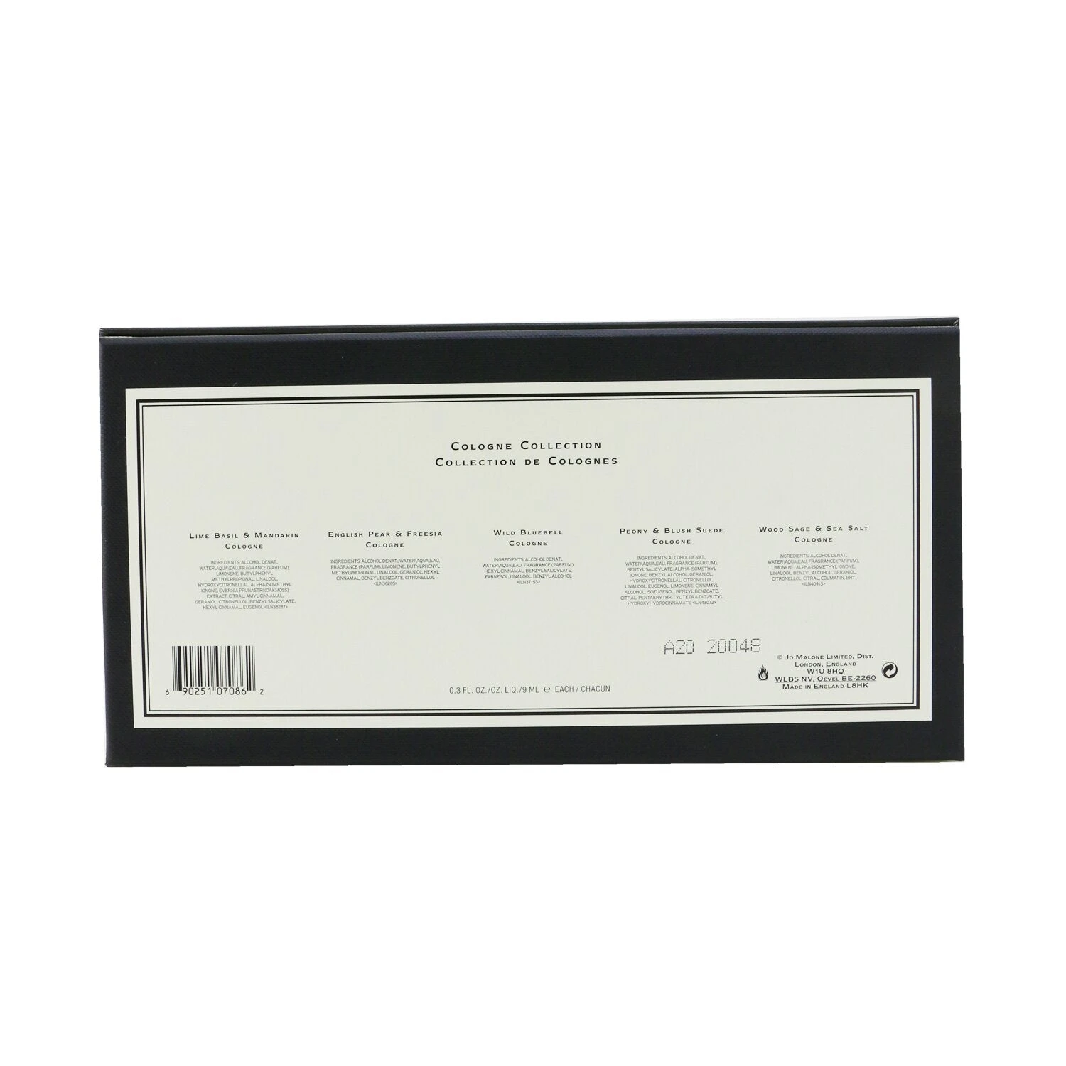 Jo Malone Cologne Collection: Lime Basil & Mandarin, English Pear & Freesia, Wild Bluebell, Peony & Blush Suede, Wood Sage &Sea Salt 5x9ml/0.3oz 5 Jo Malone Cologne Collection: Lime Basil & Mandarin, English Pear & Freesia, Wild Bluebell, Peony & Blush Suede, Wood Sage &Sea Salt 5x9ml/0.3oz - Image 3