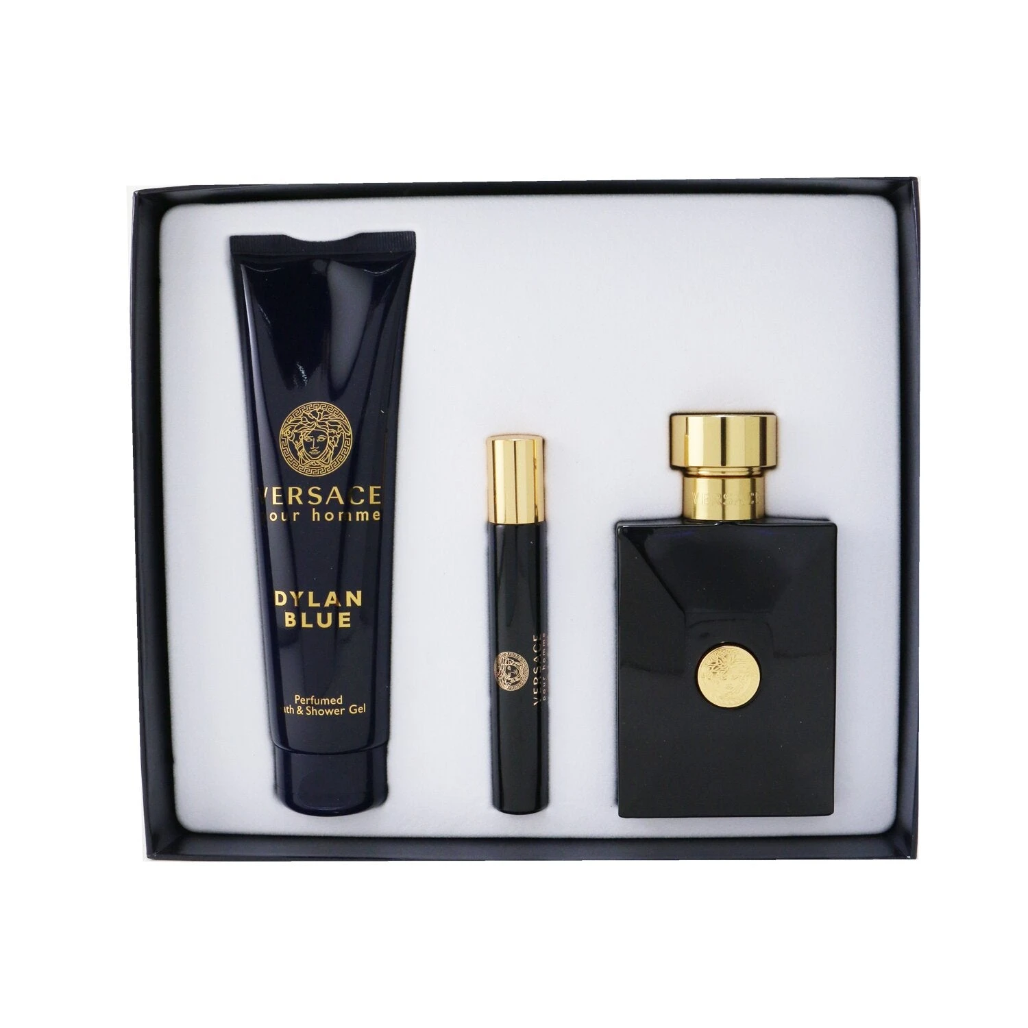 Versace Dylan Blue Coffret: Eau De Toillete Spray 100ml/3.4oz + Eau De Toillete Spray 10ml/0.3ozl + Bath&Shower Gel 150ml/5oz 3pcs 3 Versace Dylan Blue Coffret: Eau De Toillete Spray 100ml/3.4oz + Eau De Toillete Spray 10ml/0.3ozl + Bath&Shower Gel 150ml/5oz 3pcs