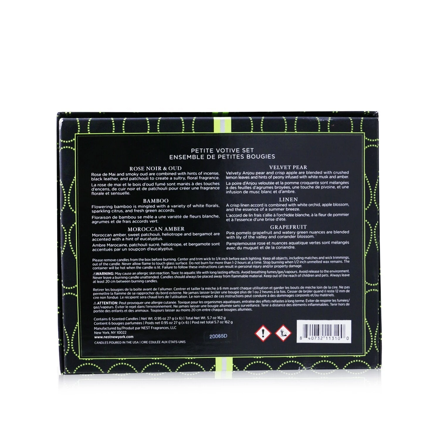 Nest Petite Votive Candle Coffret: Bamboo, Grapefruit, Moroccan Amber, Linen, Rose Noir & Oud, Velvet Pear 6x27g/0.95oz 5 Nest Petite Votive Candle Coffret: Bamboo, Grapefruit, Moroccan Amber, Linen, Rose Noir & Oud, Velvet Pear 6x27g/0.95oz - Image 3