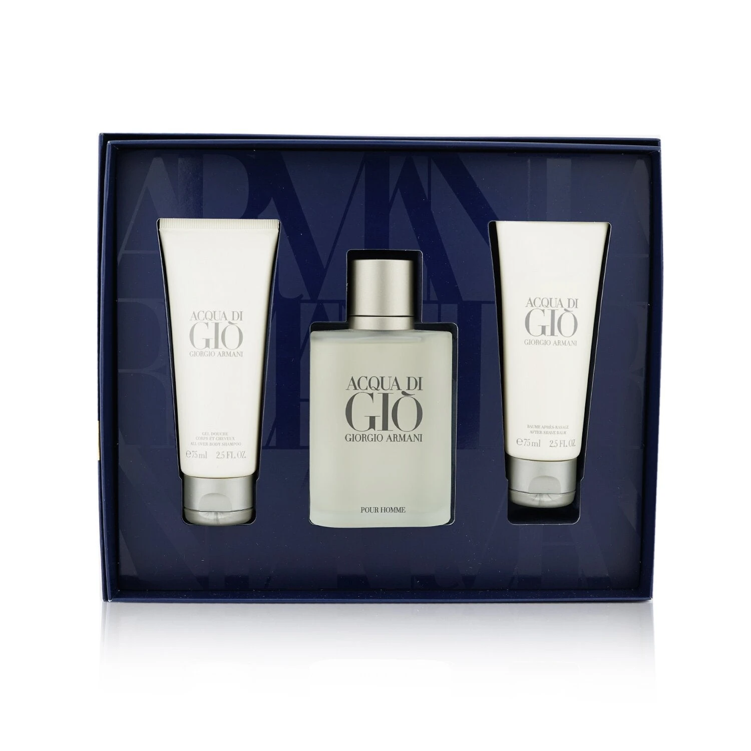 Giorgio Armani Acqua Di Gio Coffret: Eau De Toilette Spray 100ml/3.4oz + All Over Body Shampoo 75ml/2.5oz + After Shave Balm 75ml/2.5oz (Unboxed) 3pcs 3 Giorgio Armani Acqua Di Gio Coffret: Eau De Toilette Spray 100ml/3.4oz + All Over Body Shampoo 75ml/2.5oz + After Shave Balm 75ml/2.5oz (Unboxed) 3pcs