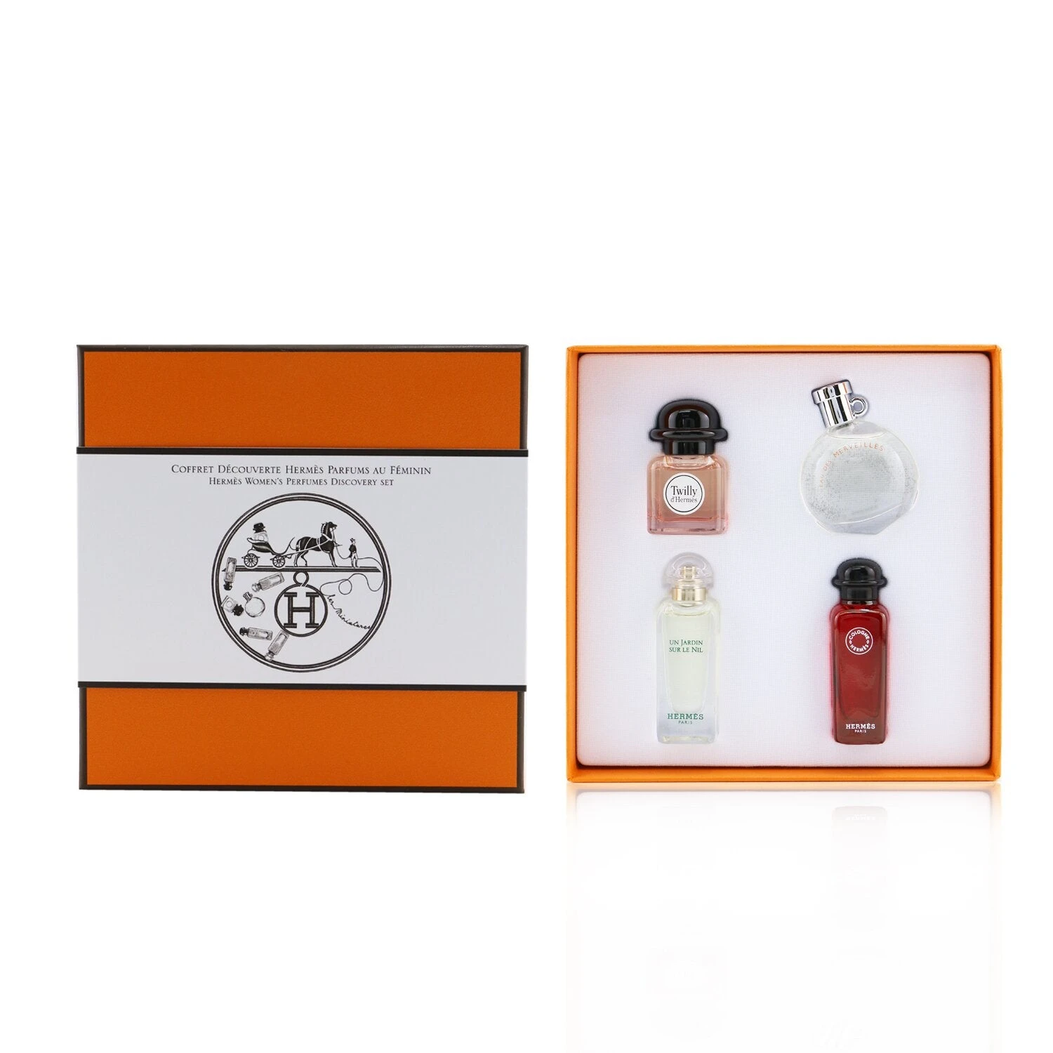 Hermès Hermes Miniature Coffret: Twilly D'Hermes, Un Jardin Sur Le Nil, Eau De Rhubarbe Ecarlate, Eau Des Merveilles 4x7.5ml/0.25oz 4 Hermès Hermes Miniature Coffret: Twilly D'Hermes, Un Jardin Sur Le Nil, Eau De Rhubarbe Ecarlate, Eau Des Merveilles 4x7.5ml/0.25oz - Image 2