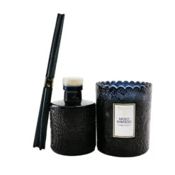 Voluspa Scalloped Edge Candle & Reed Diffuser Coffret - Moso Bamboo 2pcs -Demet Perfume Shop 26621975115 2