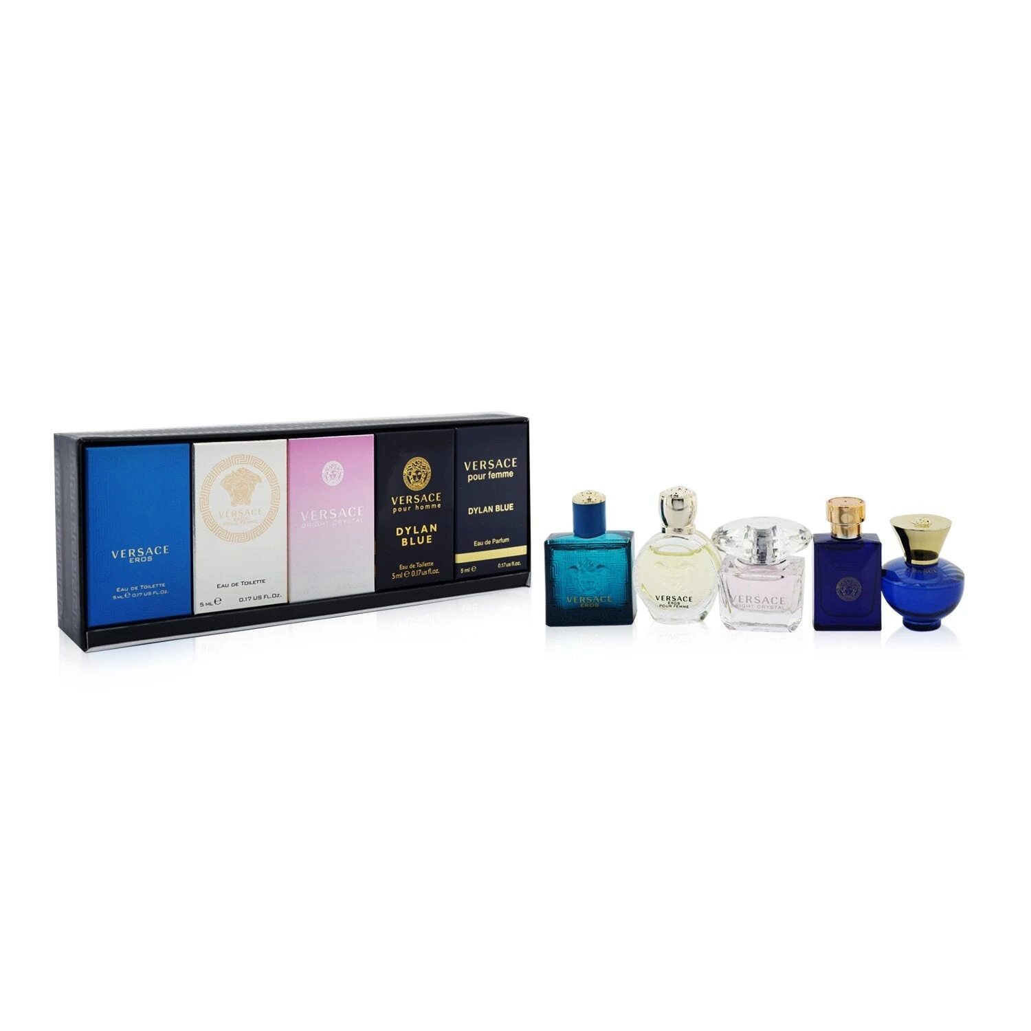 Versace Miniature Coffret: Eros PH EDT, Eros PF EDT, Bright Crystal EDT + Dylan Blue PH EDT + Dylan Blue PF EDP 5x5ml/0.17oz 4 Versace Miniature Coffret: Eros PH EDT, Eros PF EDT, Bright Crystal EDT + Dylan Blue PH EDT + Dylan Blue PF EDP 5x5ml/0.17oz - Image 2