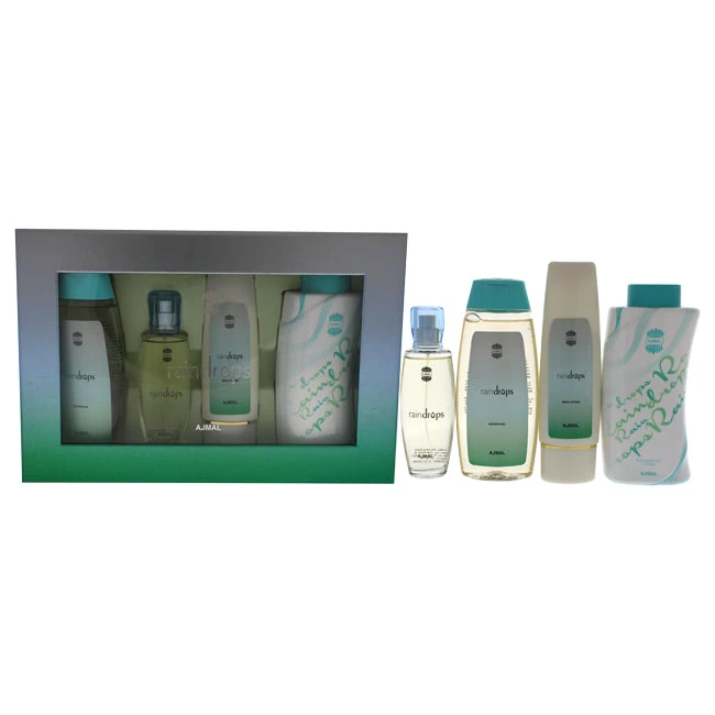 Ajmal Raindrops By Ajmal For Women - 4 Pc Gift Set 1.7oz EDP Spray, 3.4oz Body Lotion, 6.7oz Shower Gel, 3.5oz Perfumed Body Powder 3 Ajmal Raindrops By Ajmal For Women - 4 Pc Gift Set 1.7oz EDP Spray, 3.4oz Body Lotion, 6.7oz Shower Gel, 3.5oz Perfumed Body Powder