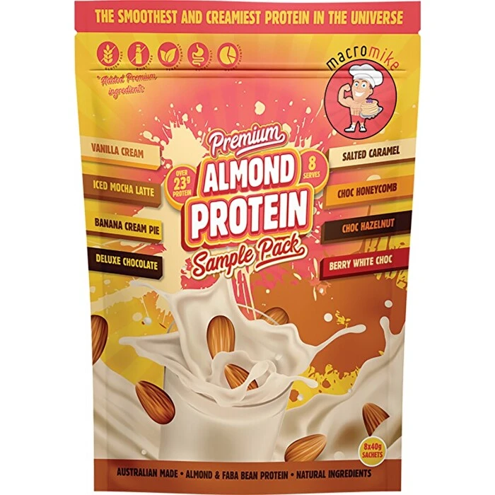 Macro Mike Premium Almond Protein Sample Pack 8x40g 3 Macro Mike Premium Almond Protein Sample Pack 8x40g